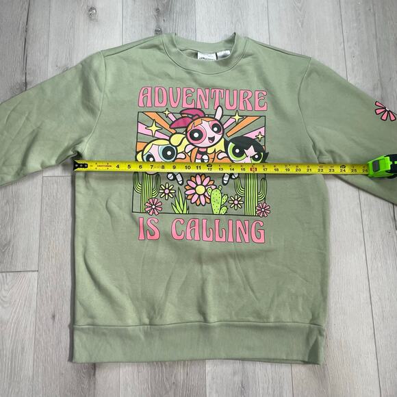 Cartoon Network PowerPuff Girls Sage Green Fleece Pullover Hoodie Women’s Size M - Picture 6 of 8